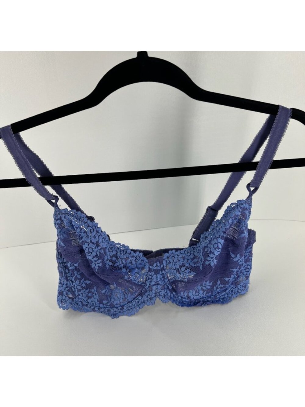 Wacoal Embrace Lace Underwire Bra Size 38D Unlined Adjustable Straps 65191 Blue